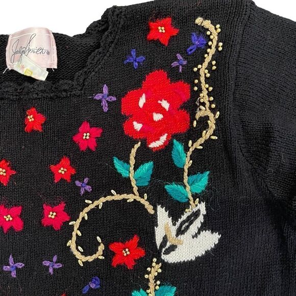 Vintage Jaclyn Smith Christmas Sweater Metallic Embroidered Beaded Women's M - Picture 5 of 11